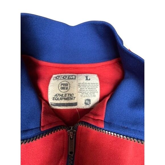 "CCM" Vintage RARE!! Montreal Canadians Zip Up Red,White & Blue Jacket SZ L MINT - Picture 3 of 12